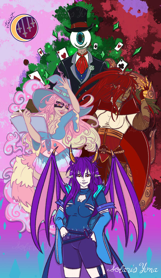 Concept Art for an upcoming vtuber group :Vtwixt. Different persona characters.