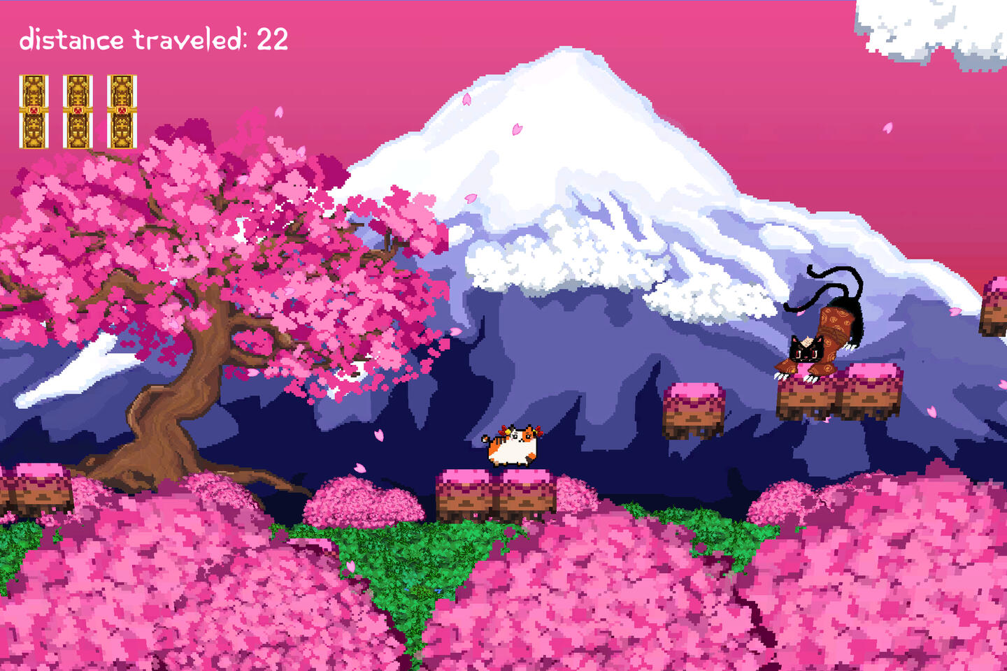 Landing splash for Spring journey in the game NekoMiko.